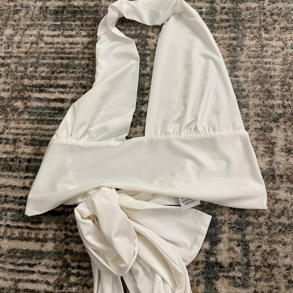 White Halter Tie Back Crop Top
